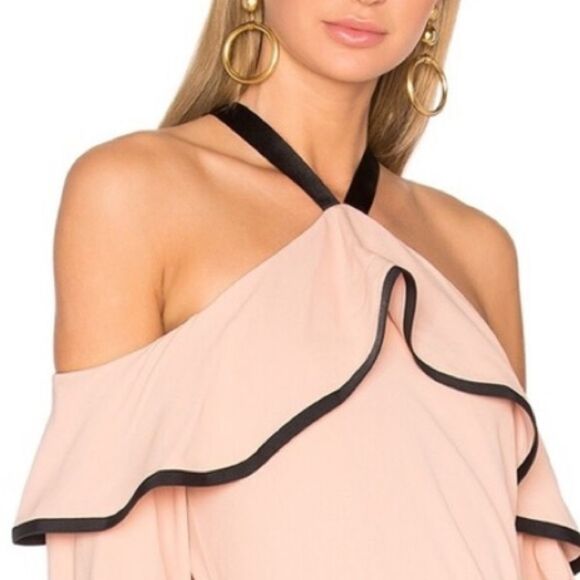NWT Alexis Malia Off- Shoulder Blush Rose Ruffle Blouse XS Revolve - Picture 3 of 15